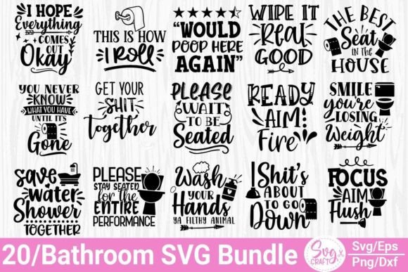 Bathroom SVG Bundle for Crafts and Graphics