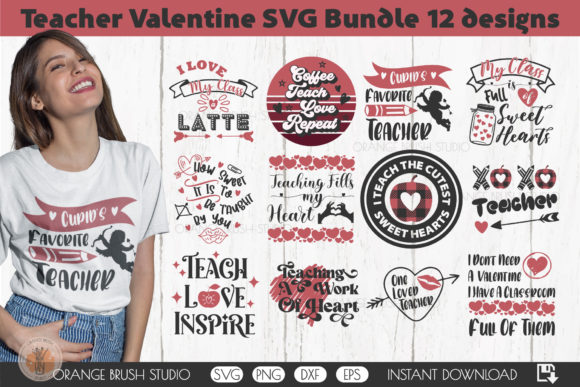 Valentines Day Teacher SVG Quotes Bundle for Crafts and Graphics